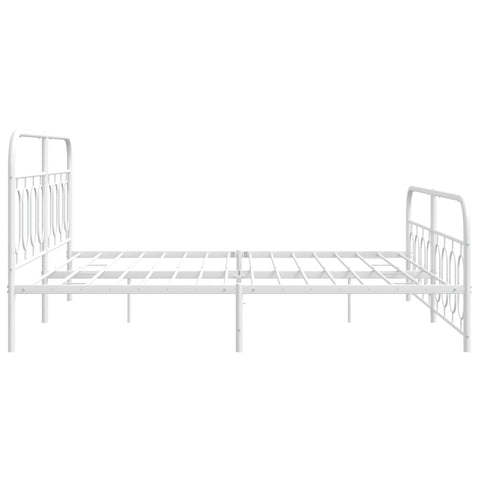 vidaXL Metal Bed Frame without Mattress with Footboard White 183x213cm