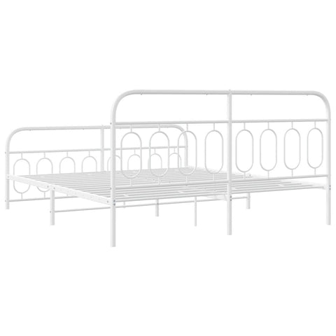 vidaXL Metal Bed Frame without Mattress with Footboard White 183x213cm