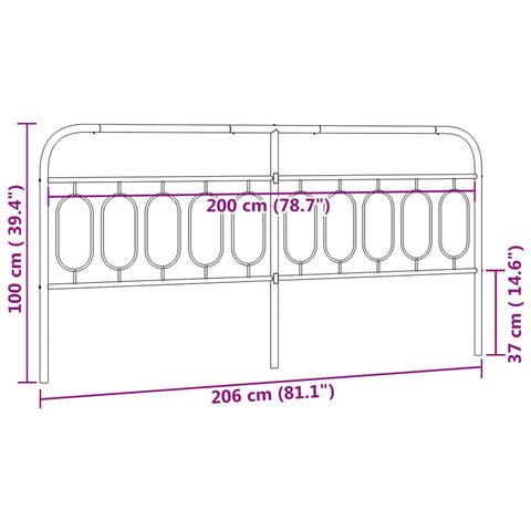 vidaXL Metal Headboard White 200 cm