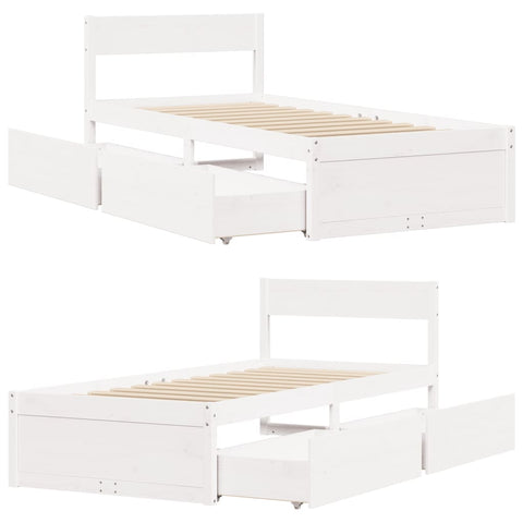 vidaXL Bed Frame without Mattress White 100x200 cm Solid Wood Pine