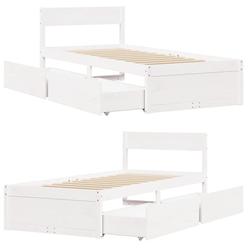 vidaXL Bed Frame without Mattress White 90x200 cm Solid Wood Pine