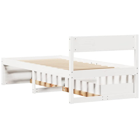 vidaXL Bed Frame without Mattress White 90x190 cm Single Solid Wood Pine