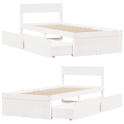 vidaXL Bed Frame without Mattress White 90x190 cm Single Solid Wood Pine
