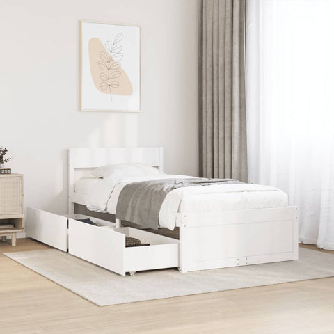 vidaXL Bed Frame without Mattress White 90x190 cm Single Solid Wood Pine