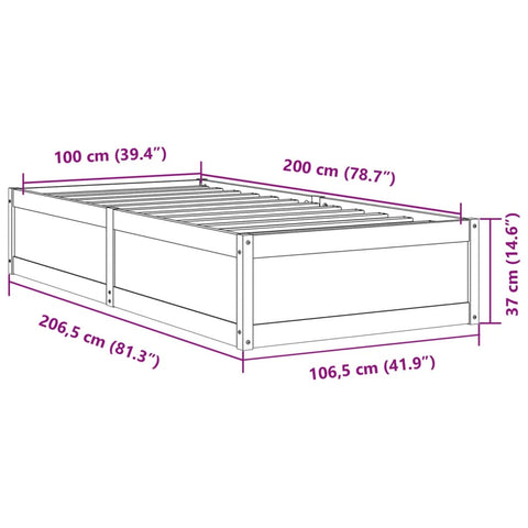 vidaXL Bed Frame without Mattress White 100x200 cm Solid Wood Pine