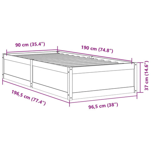 vidaXL Bed Frame without Mattress White 90x190 cm Single Solid Wood Pine