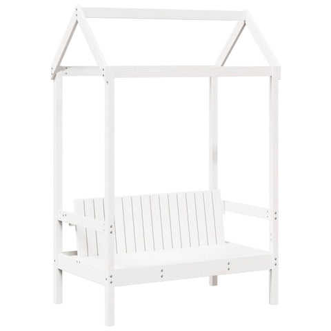 vidaXL Bench with Roof White 117.5x70x176.5 cm Solid Wood Pine