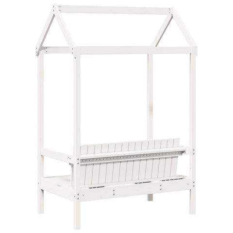 vidaXL Bench with Roof White 117.5x70x176.5 cm Solid Wood Pine