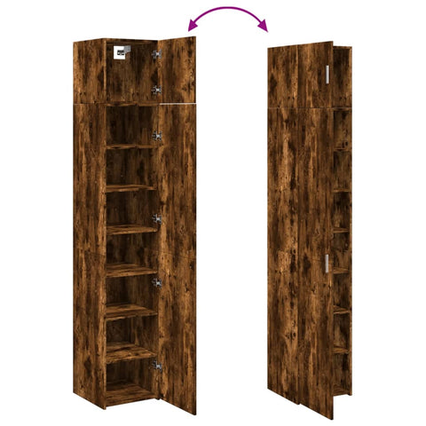 vidaXL Slim Storage Cabinet Smoked Oak 40x42.5x225 cm Engineered Wood
