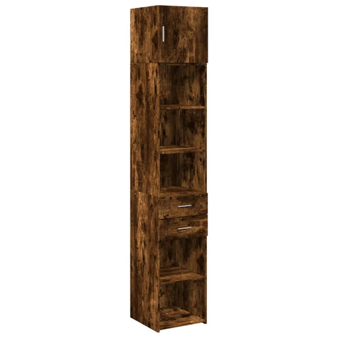 vidaXL Slim Storage Cabinet Smoked Oak 40x42.5x225 cm Engineered Wood