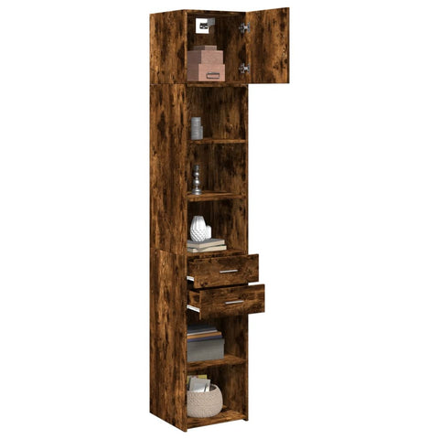 vidaXL Slim Storage Cabinet Smoked Oak 40x42.5x225 cm Engineered Wood