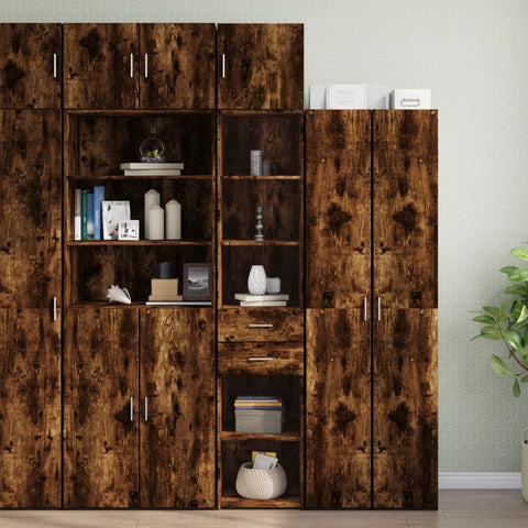 vidaXL Slim Storage Cabinet Smoked Oak 40x42.5x225 cm Engineered Wood