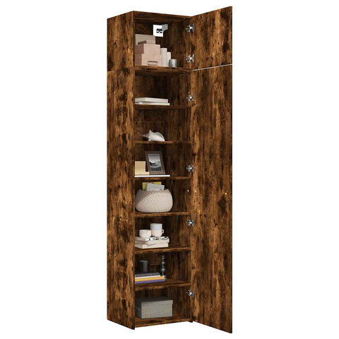 vidaXL Slim Storage Cabinet Smoked Oak 50x42.5x225 cm Engineered Wood