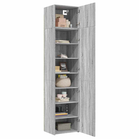 vidaXL Slim Storage Cabinet Grey Sonoma 50x42.5x225 cm Engineered Wood