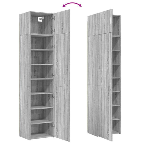 vidaXL Slim Storage Cabinet Grey Sonoma 50x42.5x225 cm Engineered Wood