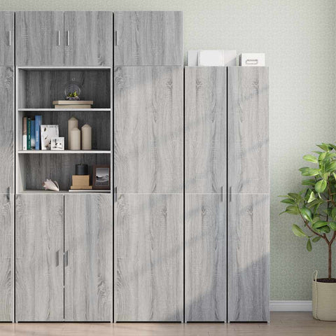 vidaXL Slim Storage Cabinet Grey Sonoma 50x42.5x225 cm Engineered Wood