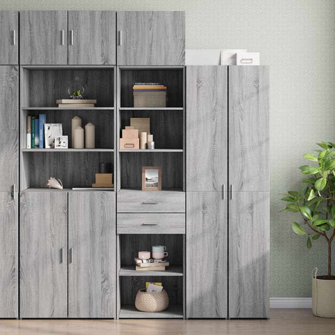 vidaXL Slim Storage Cabinet Grey Sonoma 50x42.5x225 cm Engineered Wood