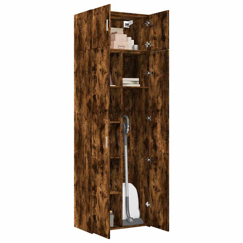 vidaXL Storage Cabinet Smoked Oak 70x42.5x225 cm Engineered Wood