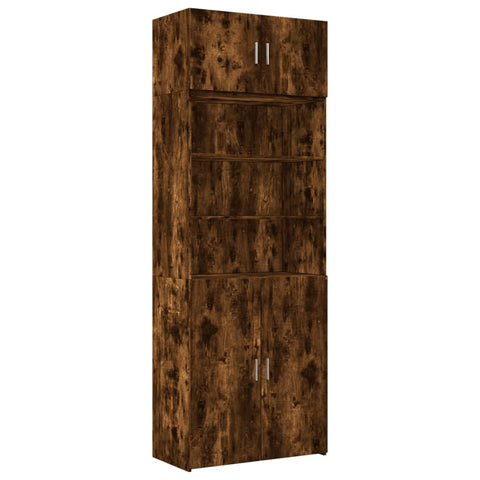 vidaXL Storage Cabinet Smoked Oak 80x42.5x225 cm Engineered Wood