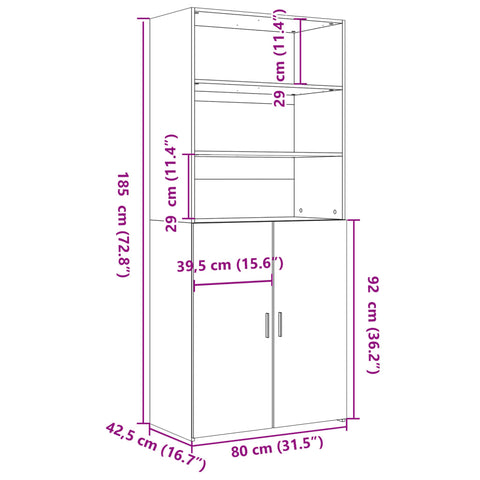 vidaXL Highboard Sonoma Oak 80x42.5x185 cm Engineered Wood