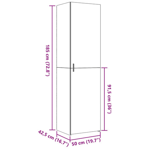 vidaXL Highboard Concrete Grey 50x42.5x185 cm Engineered Wood