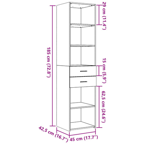 vidaXL Highboard White 45x42.5x185 cm Engineered Wood