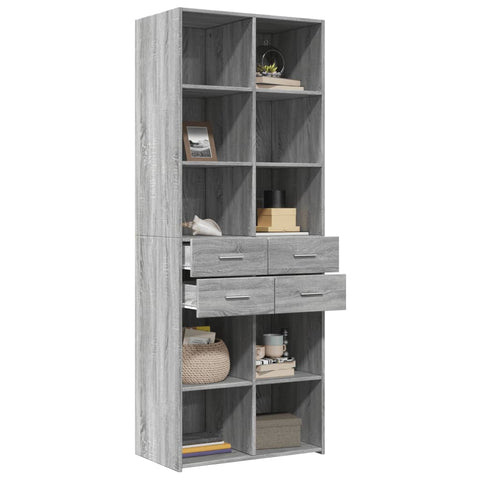 vidaXL Highboard Grey Sonoma 70x42.5x185 cm Engineered Wood
