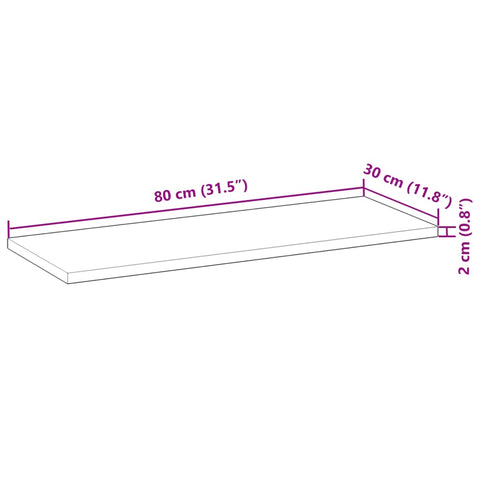 vidaXL Table Top 80x30x2 cm Rectangular Solid Wood Acacia