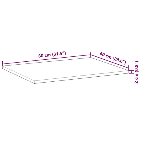 vidaXL Table Top Rectangular 80x60x2 cm Solid Wood Acacia