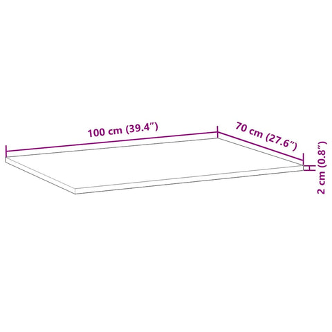 vidaXL Table Top Rectangular 100x70x2 cm Solid Wood Acacia