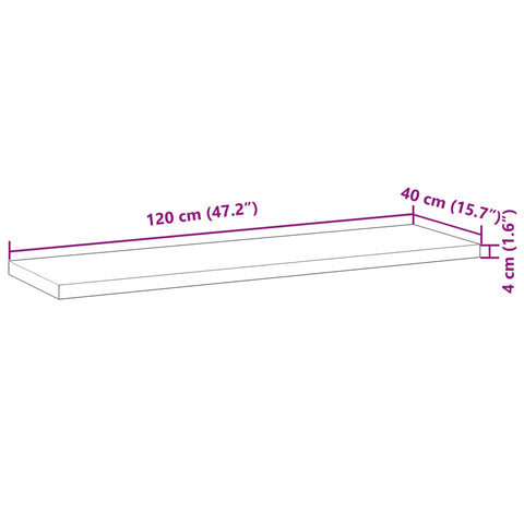 vidaXL Table Top 120x40x4 cm Rectangular Solid Wood Acacia