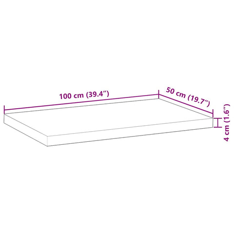 vidaXL Table Top Rectangular 100x50x4 cm Solid Wood Acacia