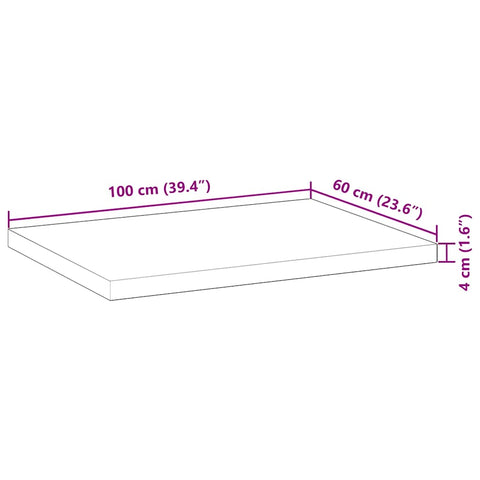 vidaXL Table Top Rectangular 100x60x4 cm Solid Wood Acacia
