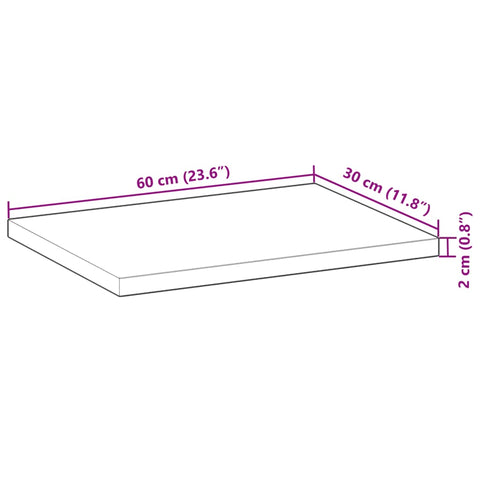 vidaXL Table Top Rectangular 60x30x2 cm Solid Wood Acacia