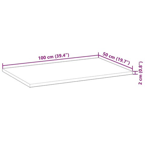 vidaXL Table Top Rectangular 100x50x2 cm Solid Wood Acacia