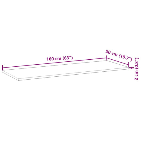 vidaXL Table Top Rectangular 160x50x2 cm Solid Wood Acacia