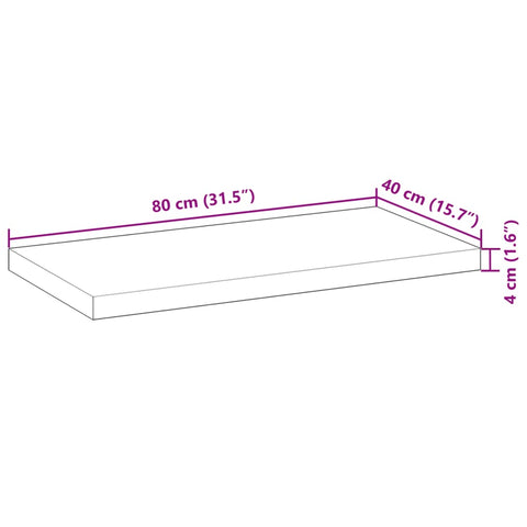 vidaXL Table Top 80x40x4 cm Rectangular Solid Wood Acacia