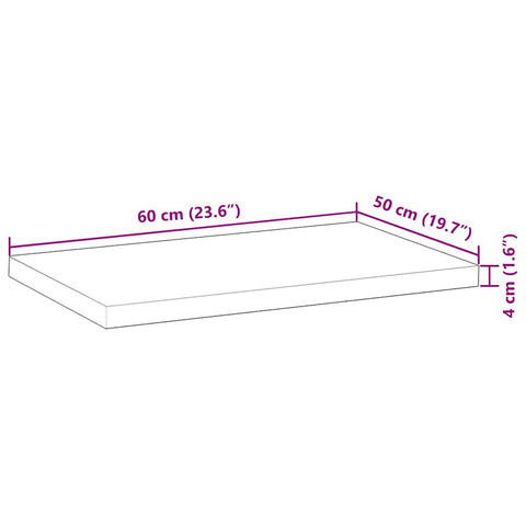 vidaXL Table Top Rectangular 60x50x4 cm Solid Wood Acacia
