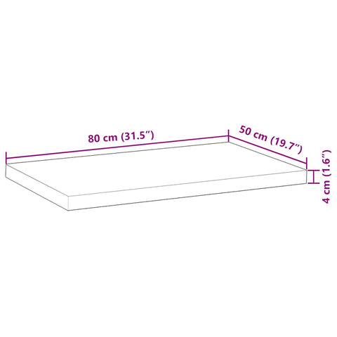vidaXL Table Top Rectangular 80x50x4 cm Solid Wood Acacia