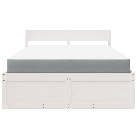 vidaXL Bed with Drawers and Mattress White 120x200 cm Solid Wood Pine