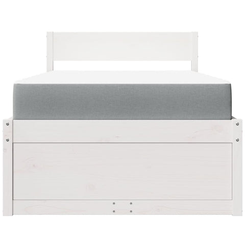 vidaXL Bed with Drawers and Mattress White 100x200 cm Solid Wood Pine