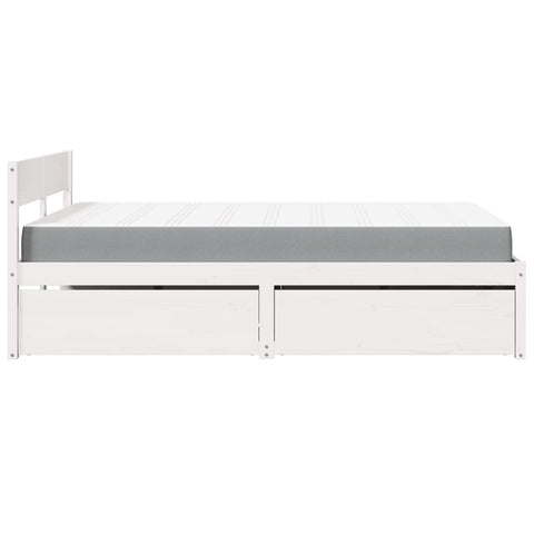 vidaXL Bed with Drawers and Mattress White 120x190 cm Small Double Solid Wood Pine
