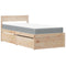 vidaXL Bed with Drawers and Mattress 90x190 cm Single Solid Wood Pine