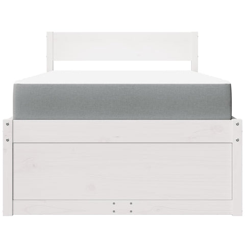 vidaXL Bed with Drawers and Mattress White 90x190 cm Single Solid Wood Pine