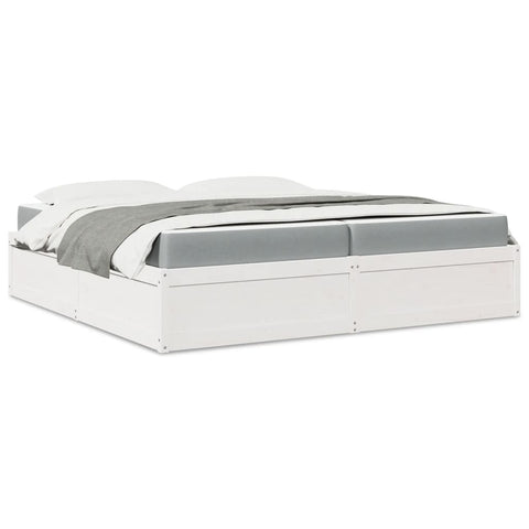 vidaXL Bed with Mattress White 200x200 cm Solid Wood Pine