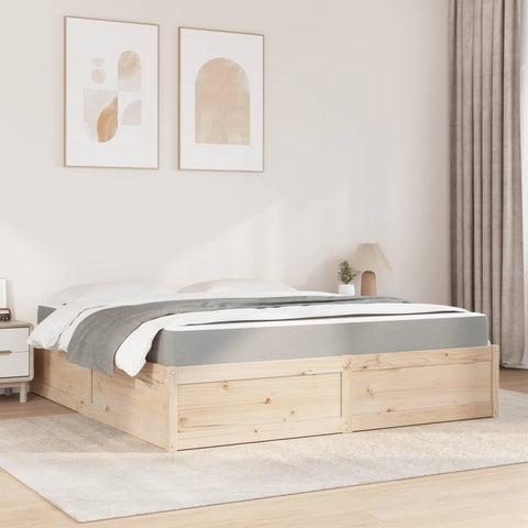 vidaXL Bed with Mattress 180x200 cm Super King Solid Wood Pine