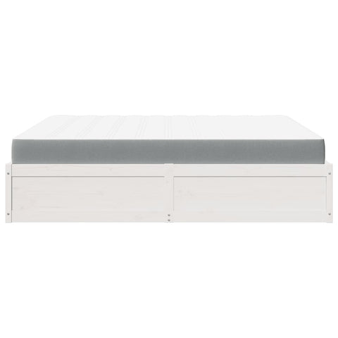 vidaXL Bed with Mattress White 180x200 cm Super King Solid Wood Pine