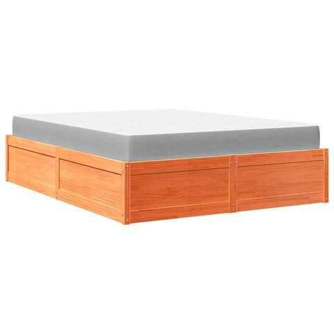 vidaXL Bed with Mattress Wax Brown 140x200 cm Solid Wood Pine
