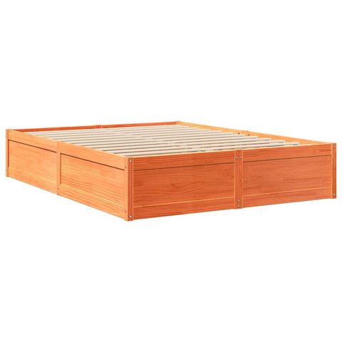 vidaXL Bed with Mattress Wax Brown 140x200 cm Solid Wood Pine