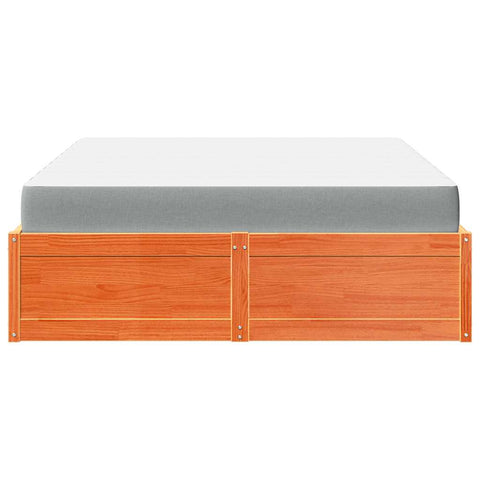 vidaXL Bed with Mattress Wax Brown 140x200 cm Solid Wood Pine